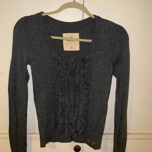Hollister Grey Ruffle Cardigan